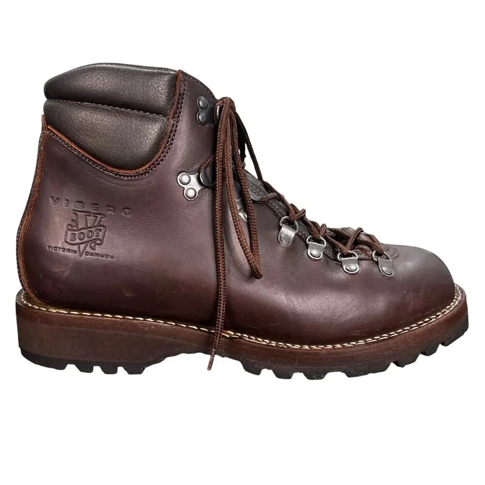 Viberg Pachena Bay Brown Leather Vibram Sole Hiking Boot Size US 10.5 D